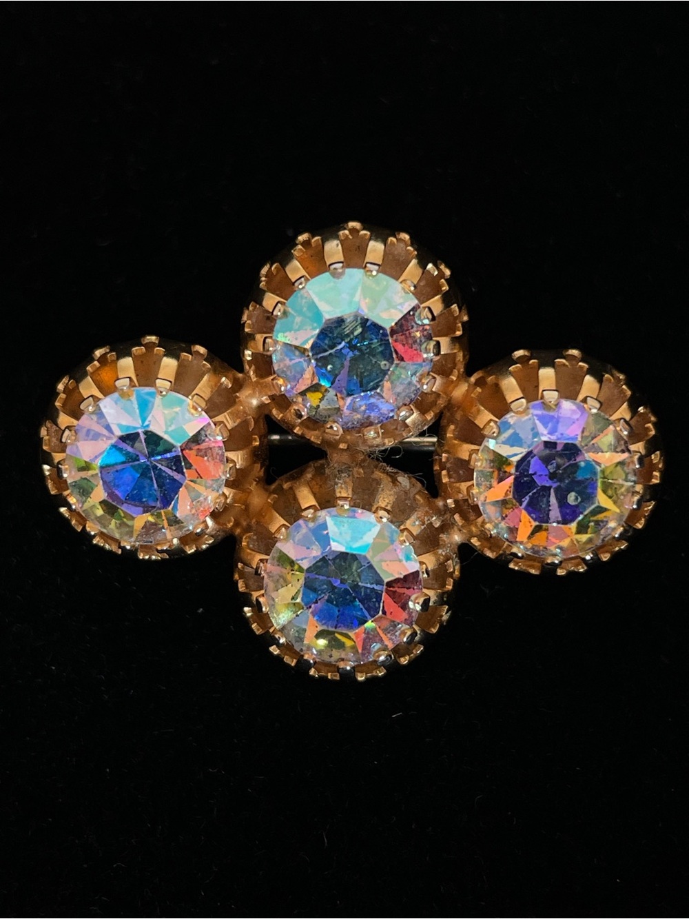 Vintage Aurora Borealis Cluster Pin Brooch Made in Austria